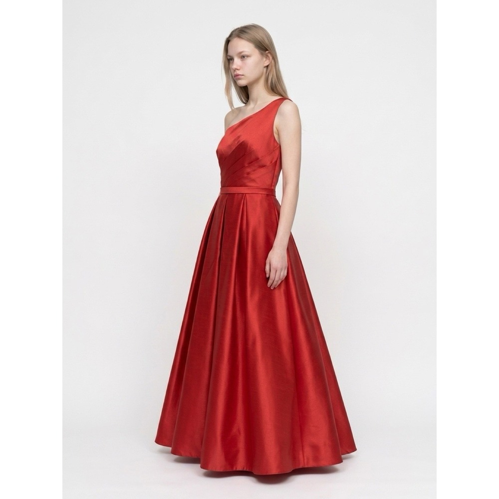 (B26/20)Stacees  A-line One Shoulder Floor Length Red prom/wedding dress  Size 6